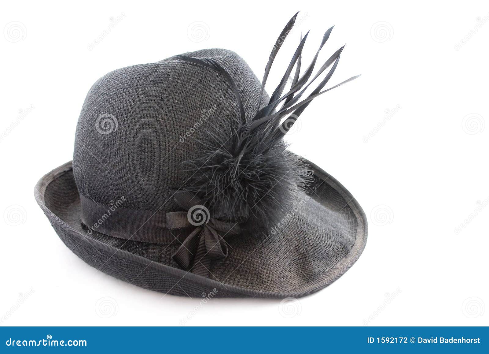 Vintage Black Feathered Hat Stock Photo - Image of class, head: 1592172