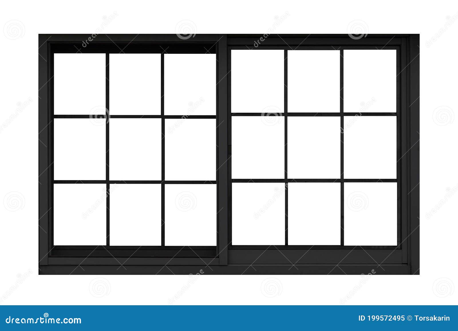 Black Metal Window Frame Isolaed On A White Background RoyaltyFree