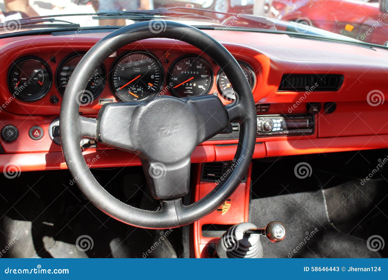 Vintage Black And Red Sports Car Interior Editorial Stock