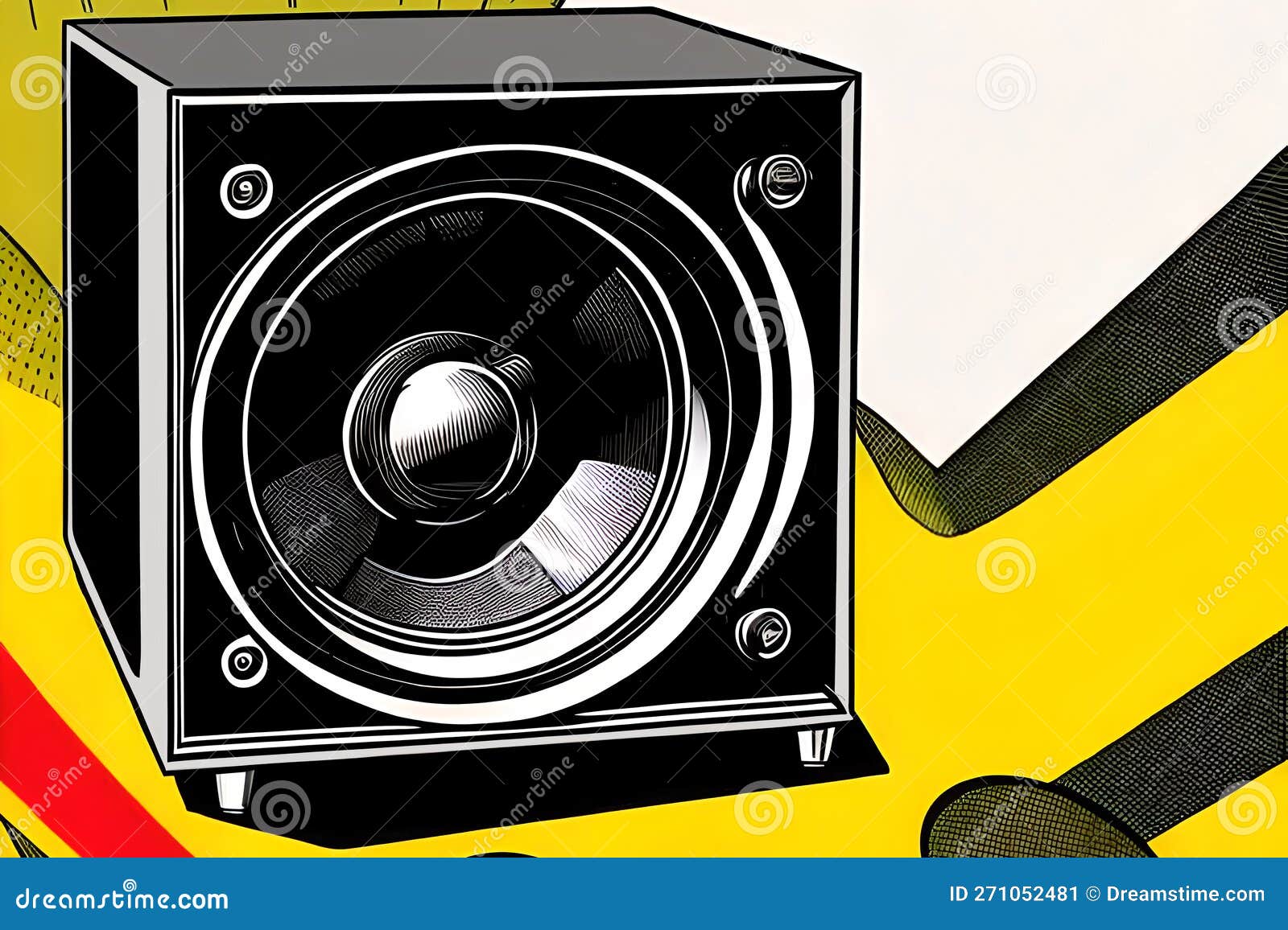 Vintage black subwoofer stock illustration. Illustration of power