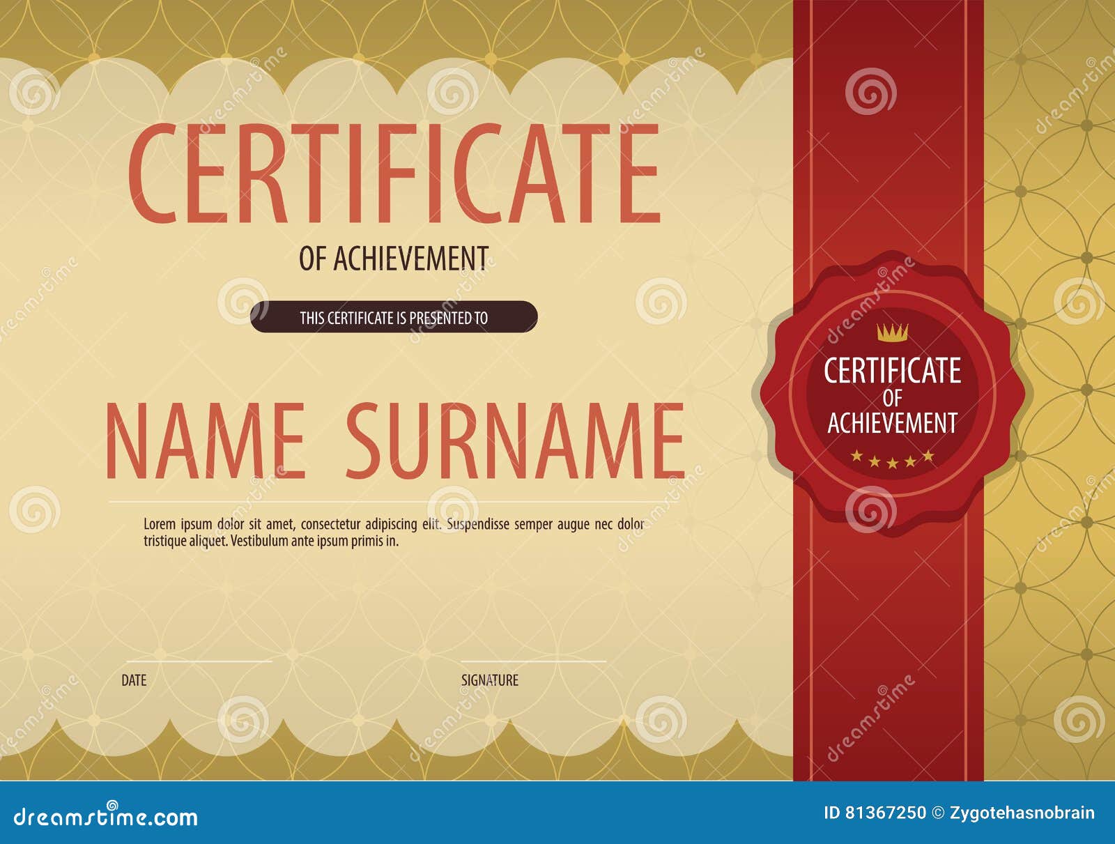 Vintage Blank Certified Border Template Vector Illustration