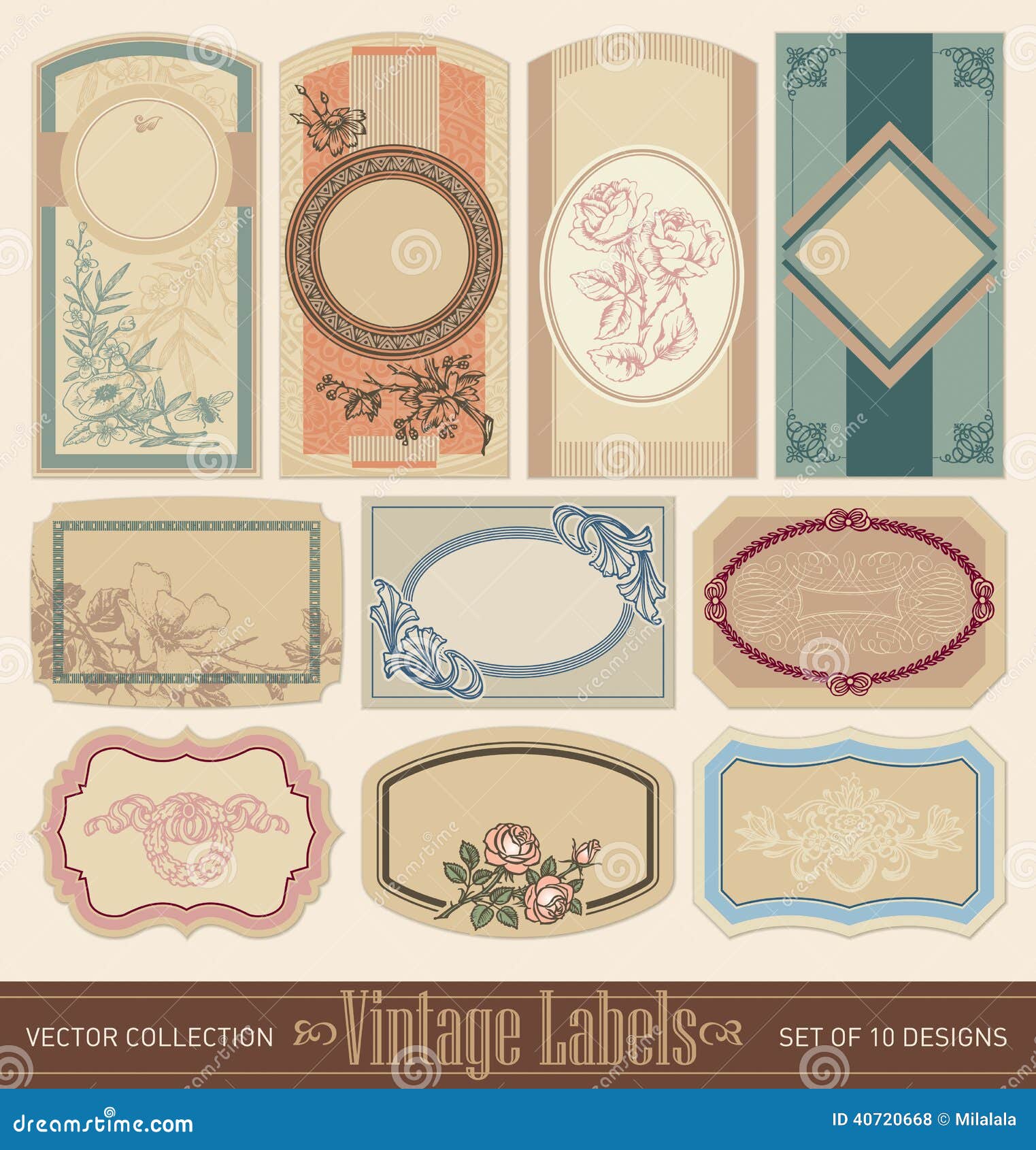 Vintage Blank Labels Set Vector Stock Illustrations – 20,20 In Antique Labels Template