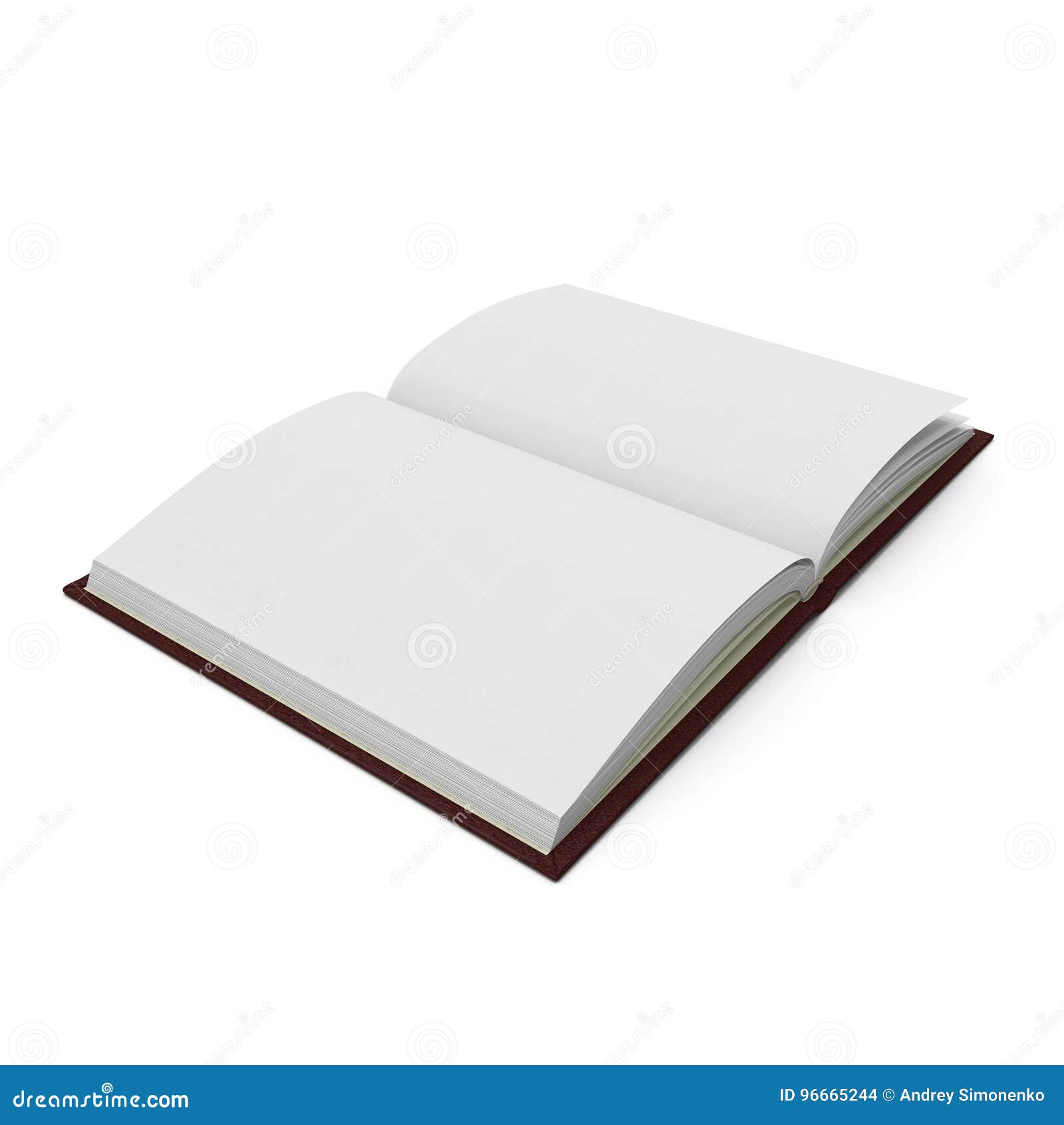 Vintage Blank Open Notebook Isolated On White. 3D Illustration Stock ...