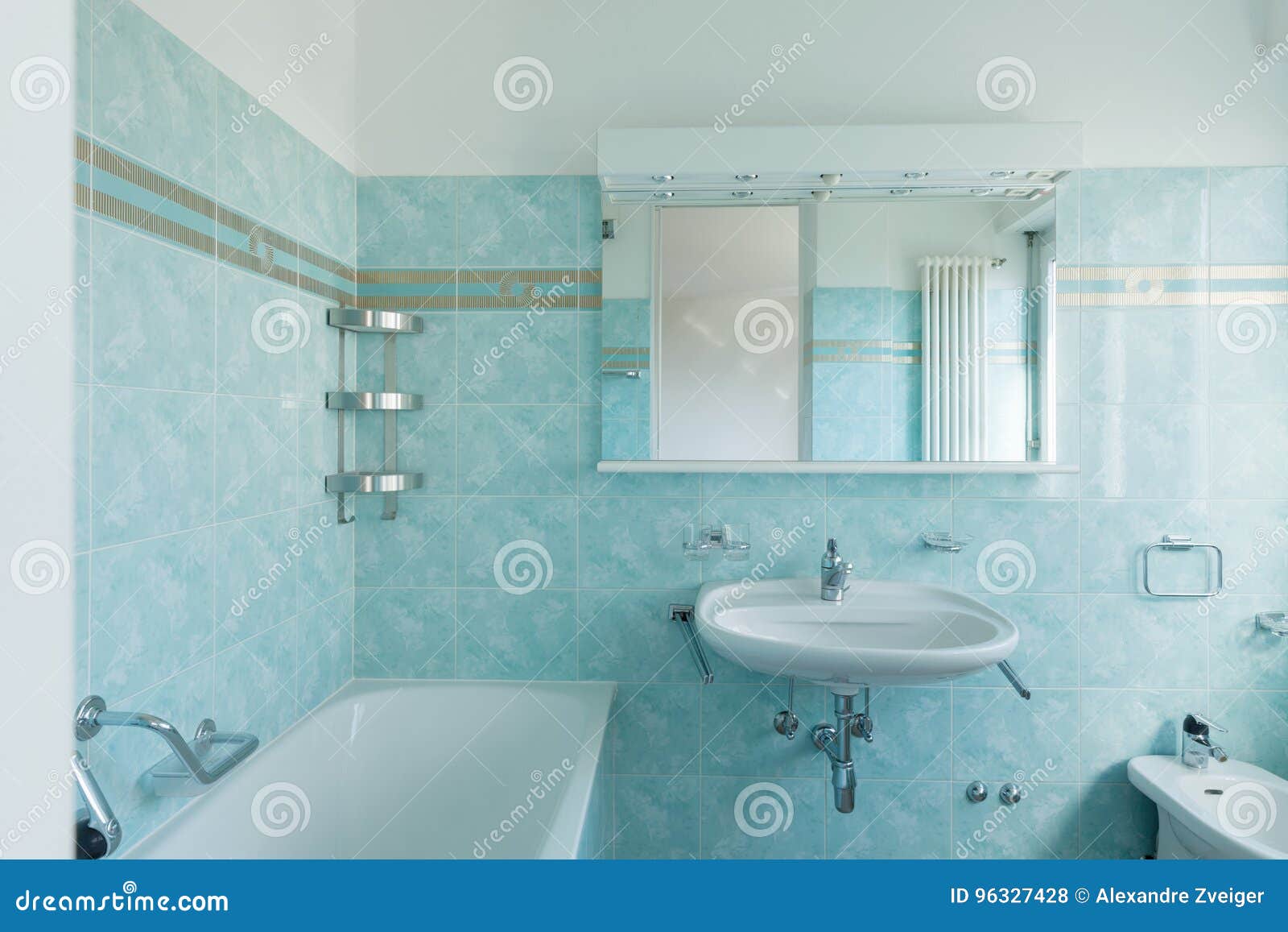 Vintage blue bathroom stock photo. Image of indoor, bathroom - 96327428