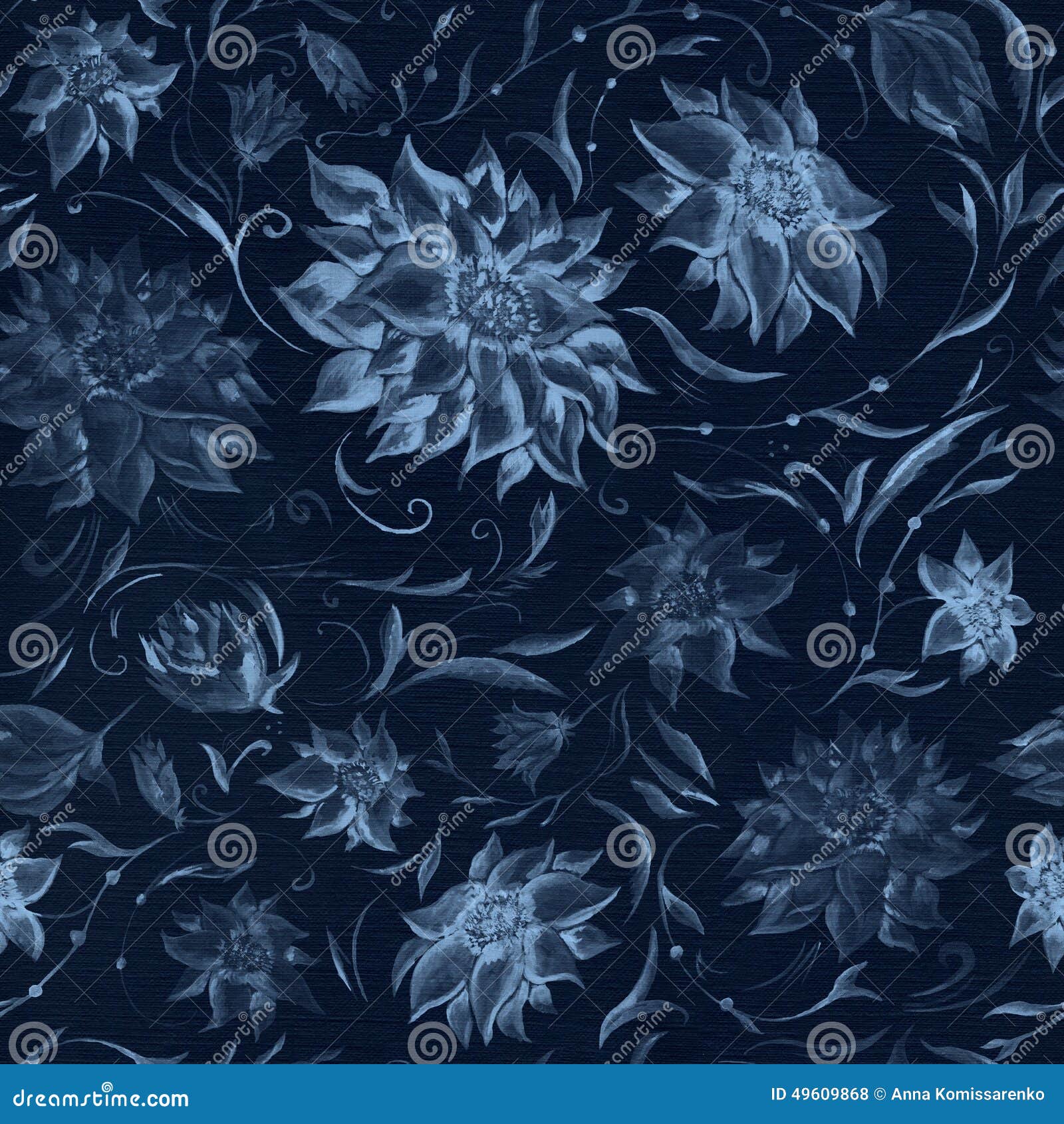 Vintage Blue Flower Pattern Stock Illustration Illustration of rose