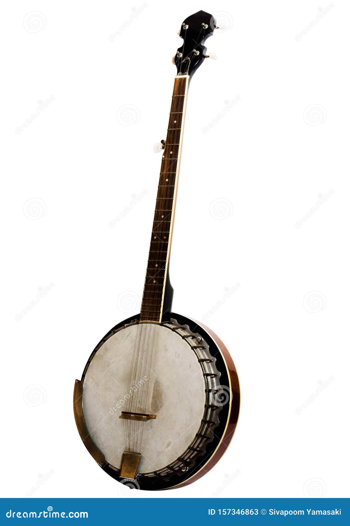 vintage bluegrass banjo  on white background