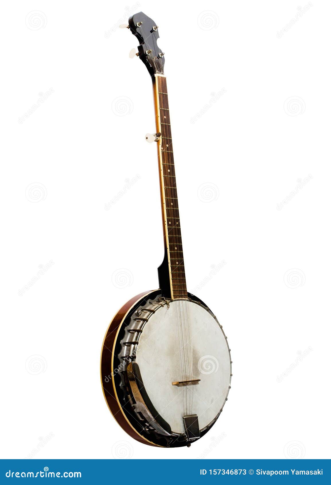 vintage bluegrass banjo  on white background