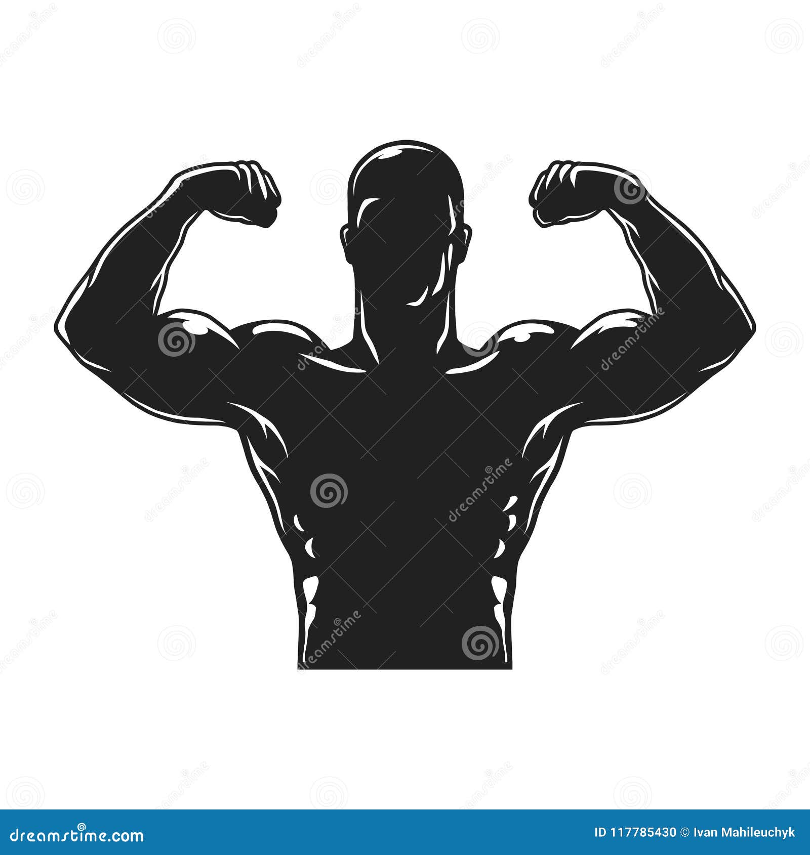 Vintage Bodybuilder Black Silhouette Template Vector Illustration Vintage Bodybuilder Black Silhouette Template Vector Illustration
