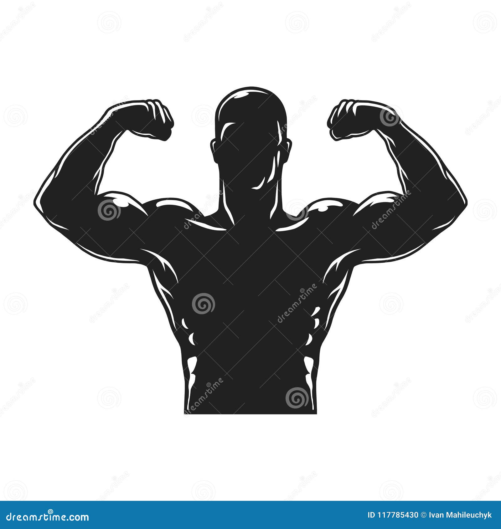 Vintage Bodybuilder Black Silhouette Template Stock Vector ...