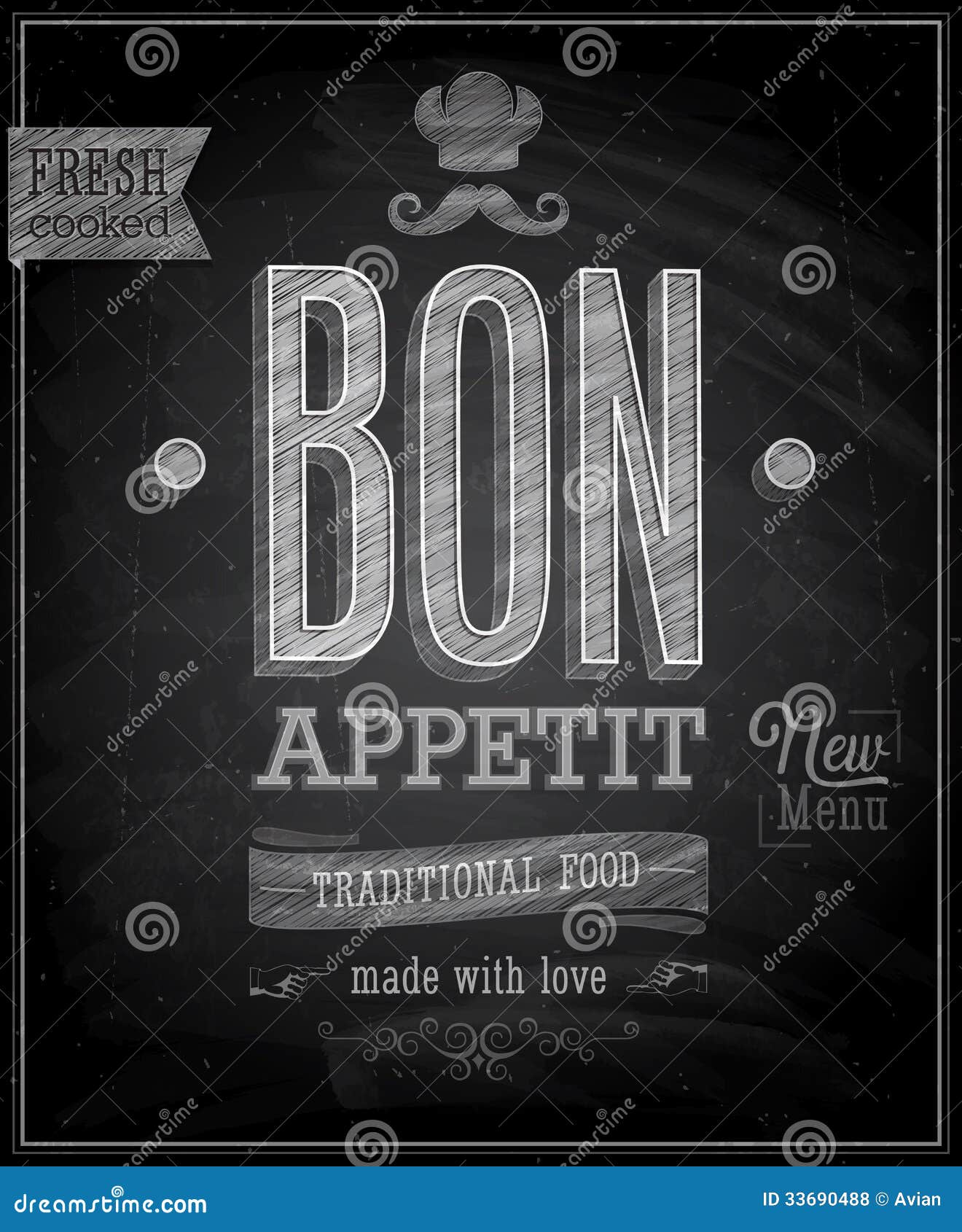 vintage bon appetit poster - chalkboard.