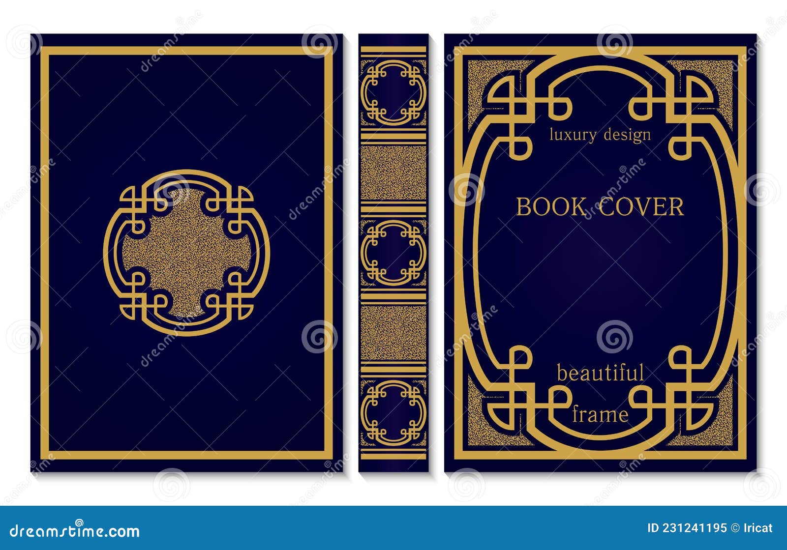 Vintage Book Cover and Spine. Sample Layout. Design Template. Gold Vintage Book Cover and Spine. Sample Layout. Design Template. Gold