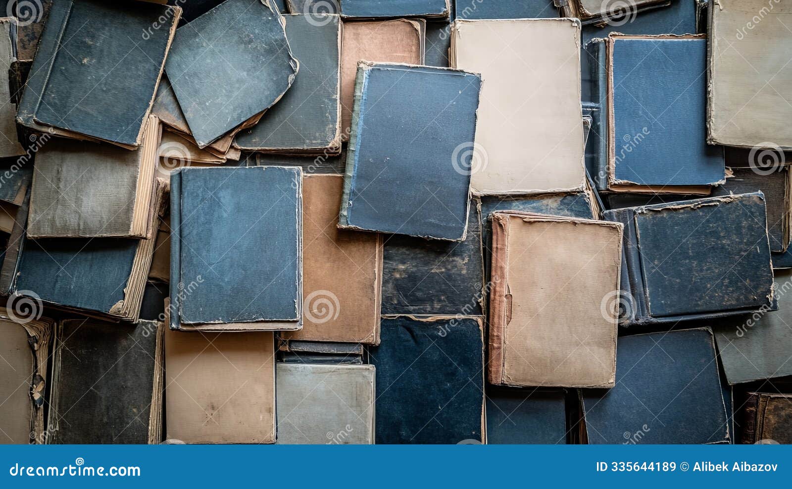 vintage books background with worn covers and textured surfaces