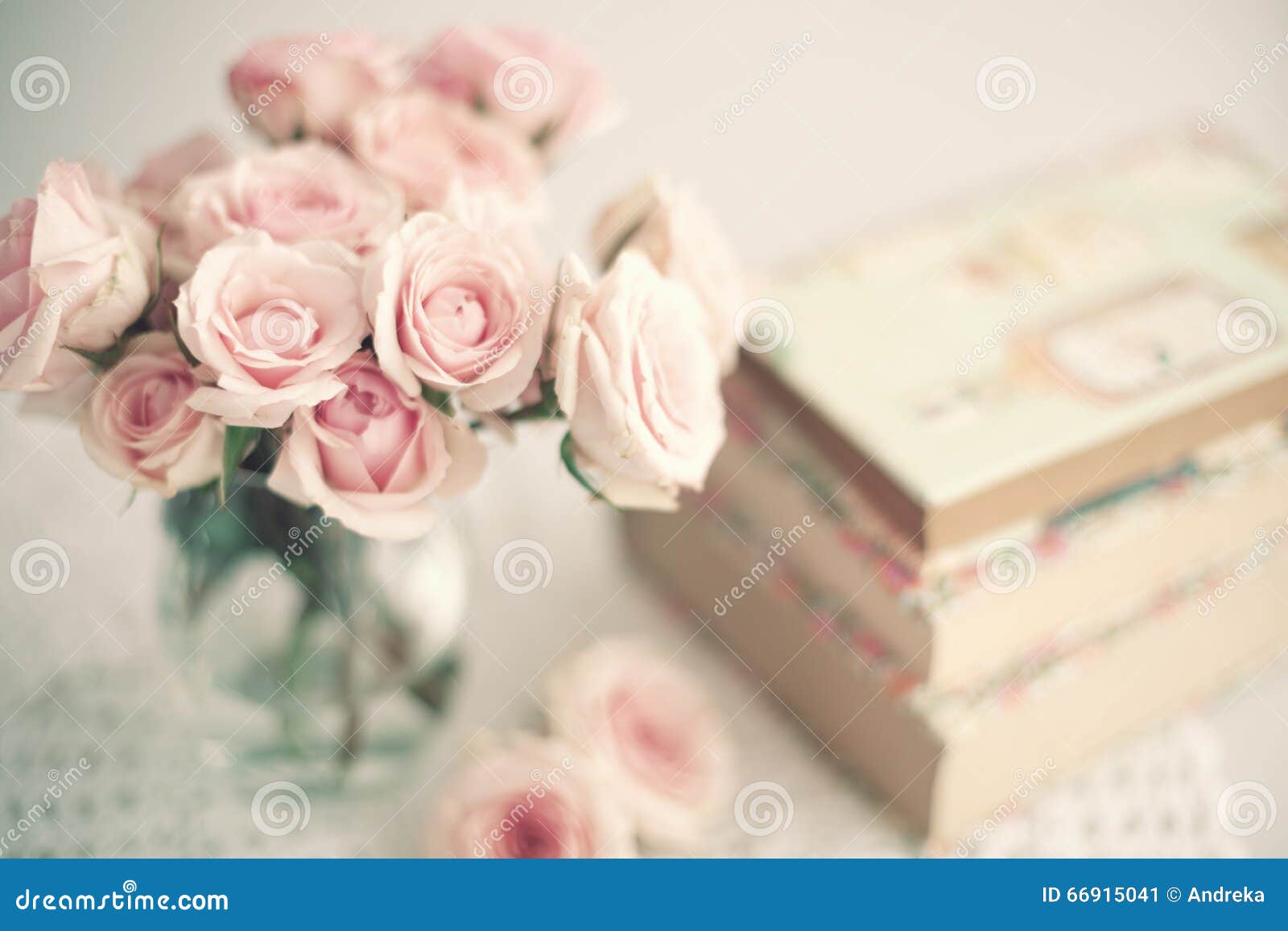 Vintage books and roses stock image. Image of literature 66915041