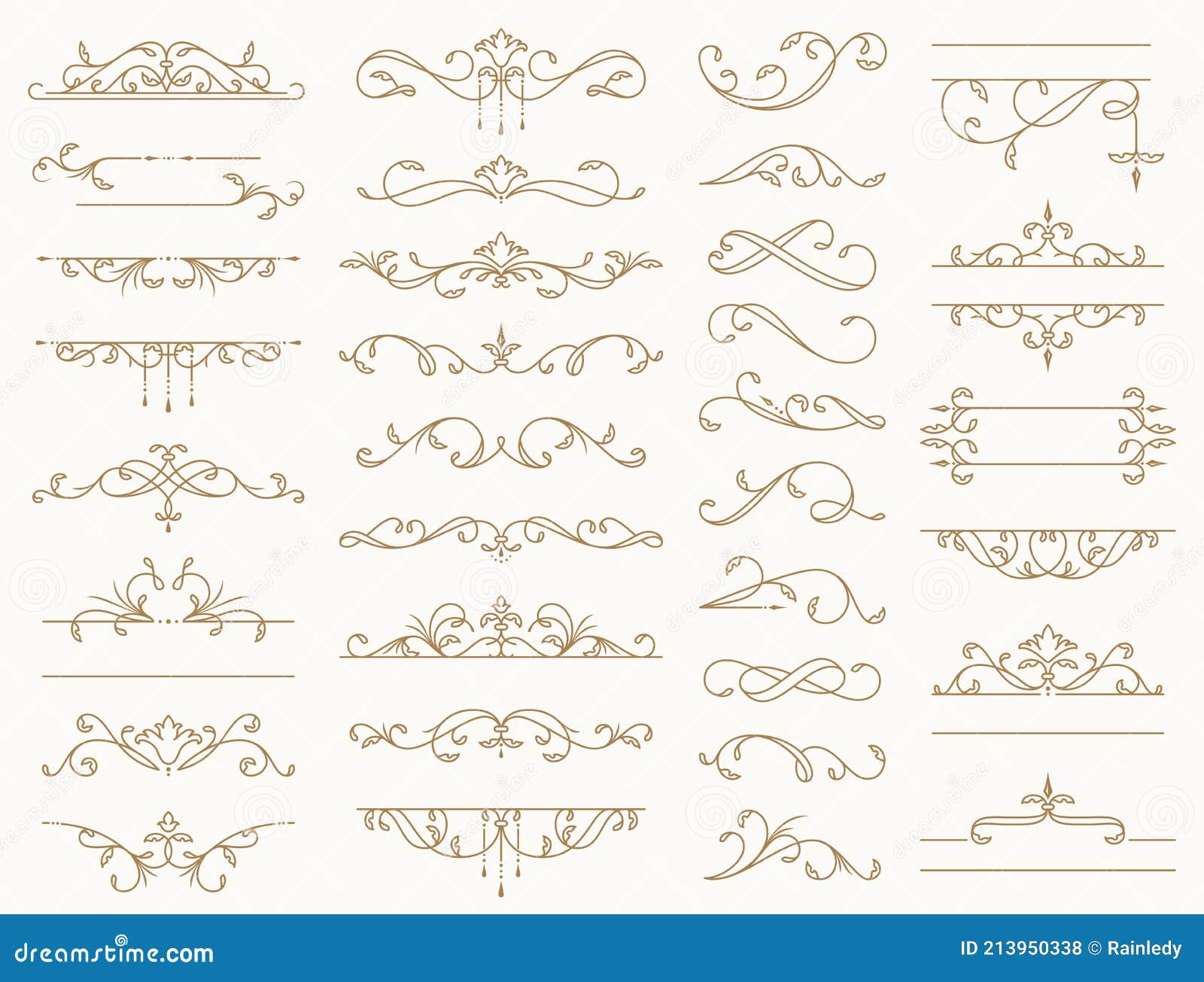 Vintage Borders, Decorative Lines, Dividers, Swirls. Vector Design