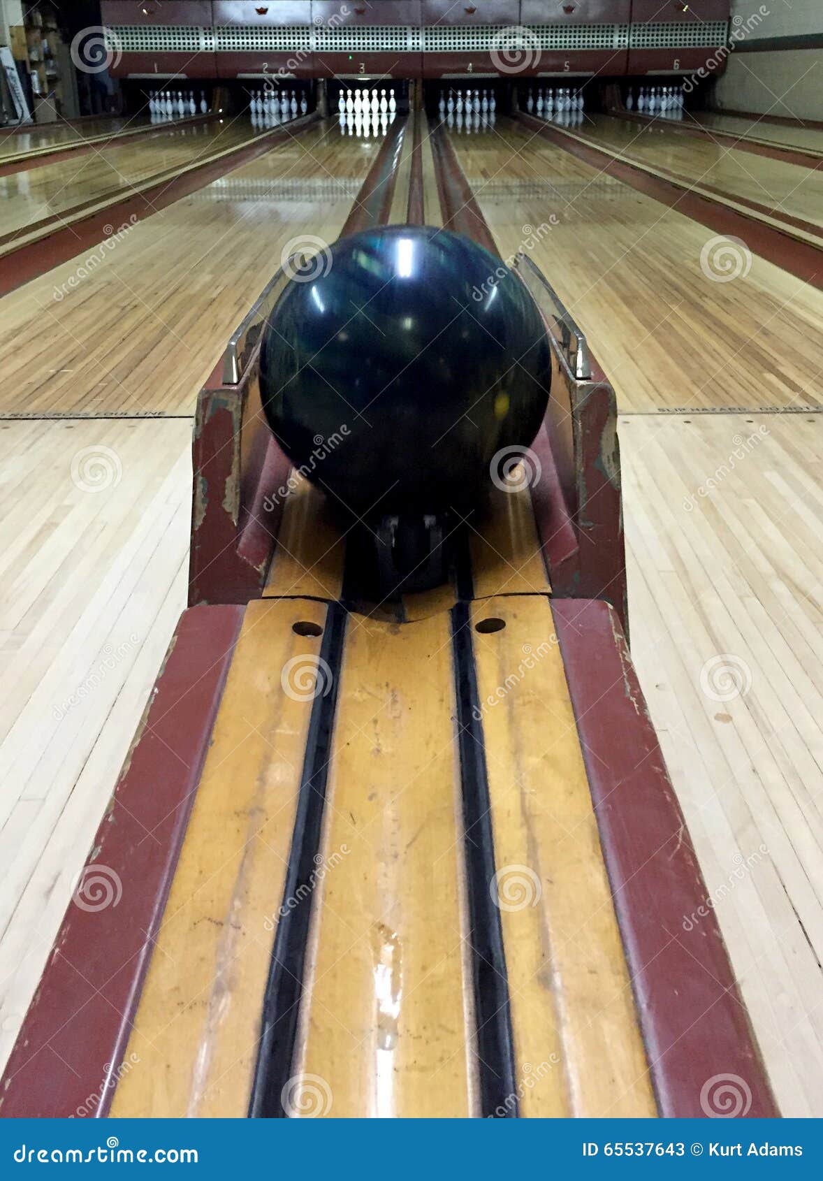 Vintage Bowling Alley with Ball Stock Image - Image of pins, ball: 65537643