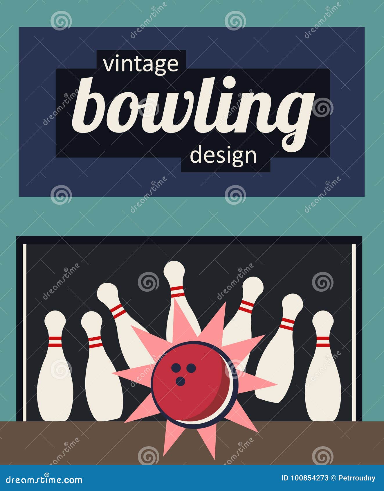 Vintage Bowling Design - Strike in the Old-fashioned Colors Stock Vector -  Illustration of isolated, cone: 100854273, image size:1323x1690