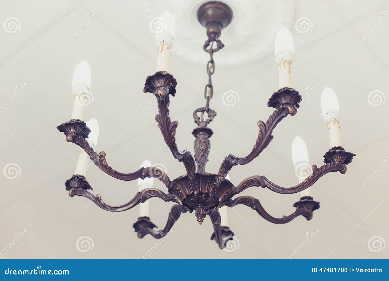 vintage bras chandelier with economical bulbs