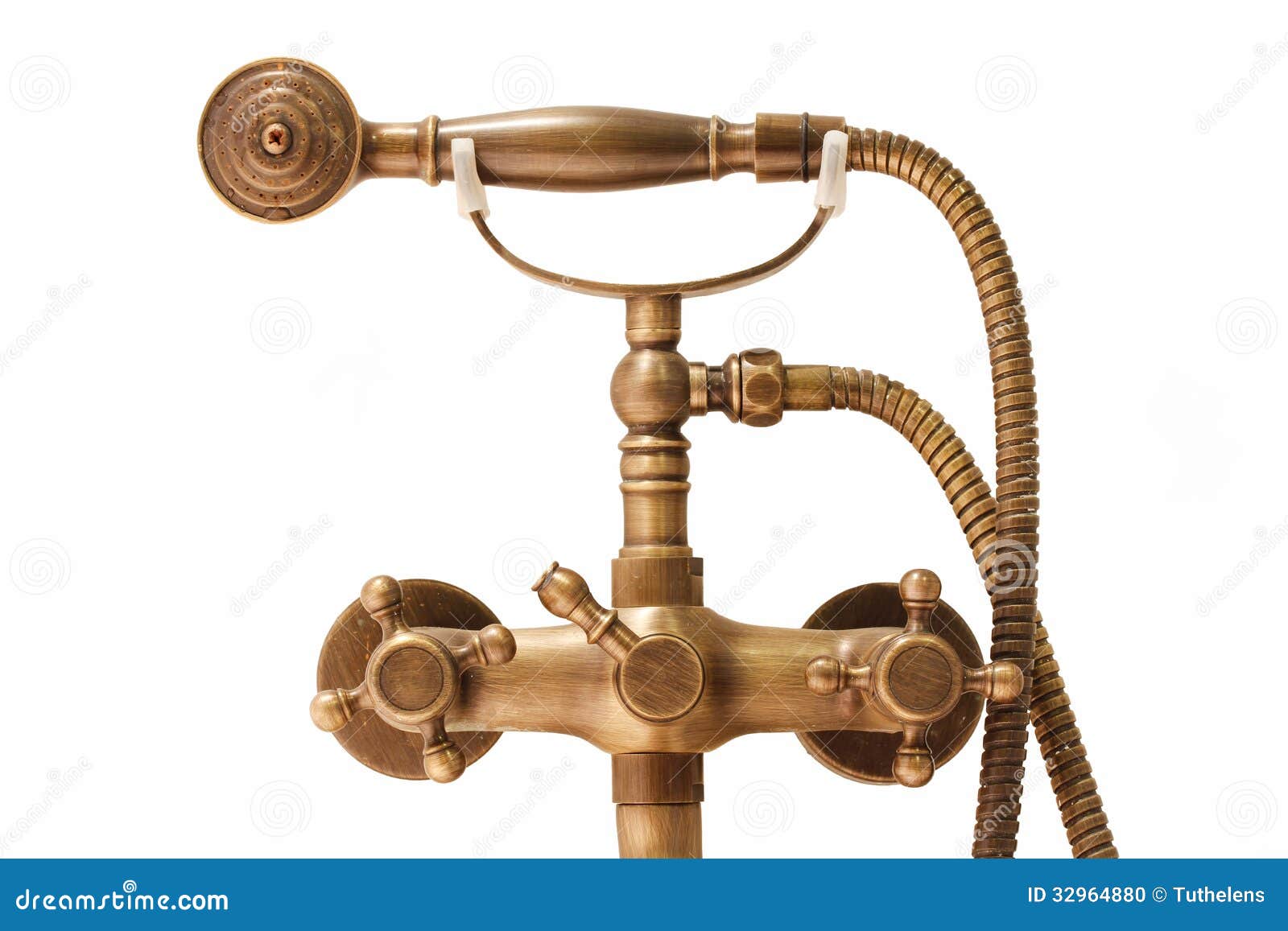 Vintage brass douche stock photo. Image of metal, shower 32964880