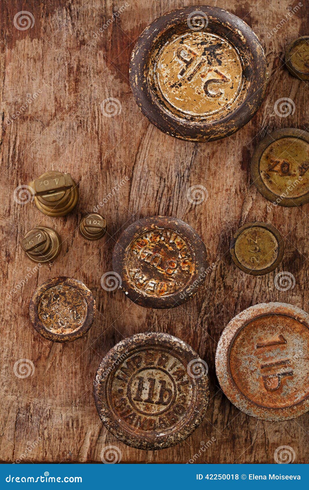 Vintage Brass Kitchen Weights on Wood Stock Photo Image of wooden