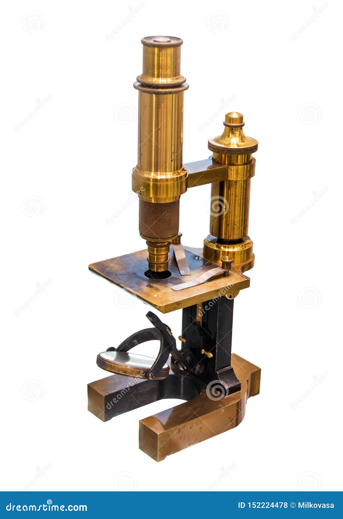 Vintage brass microscope stock photo. Image of copper 152224478