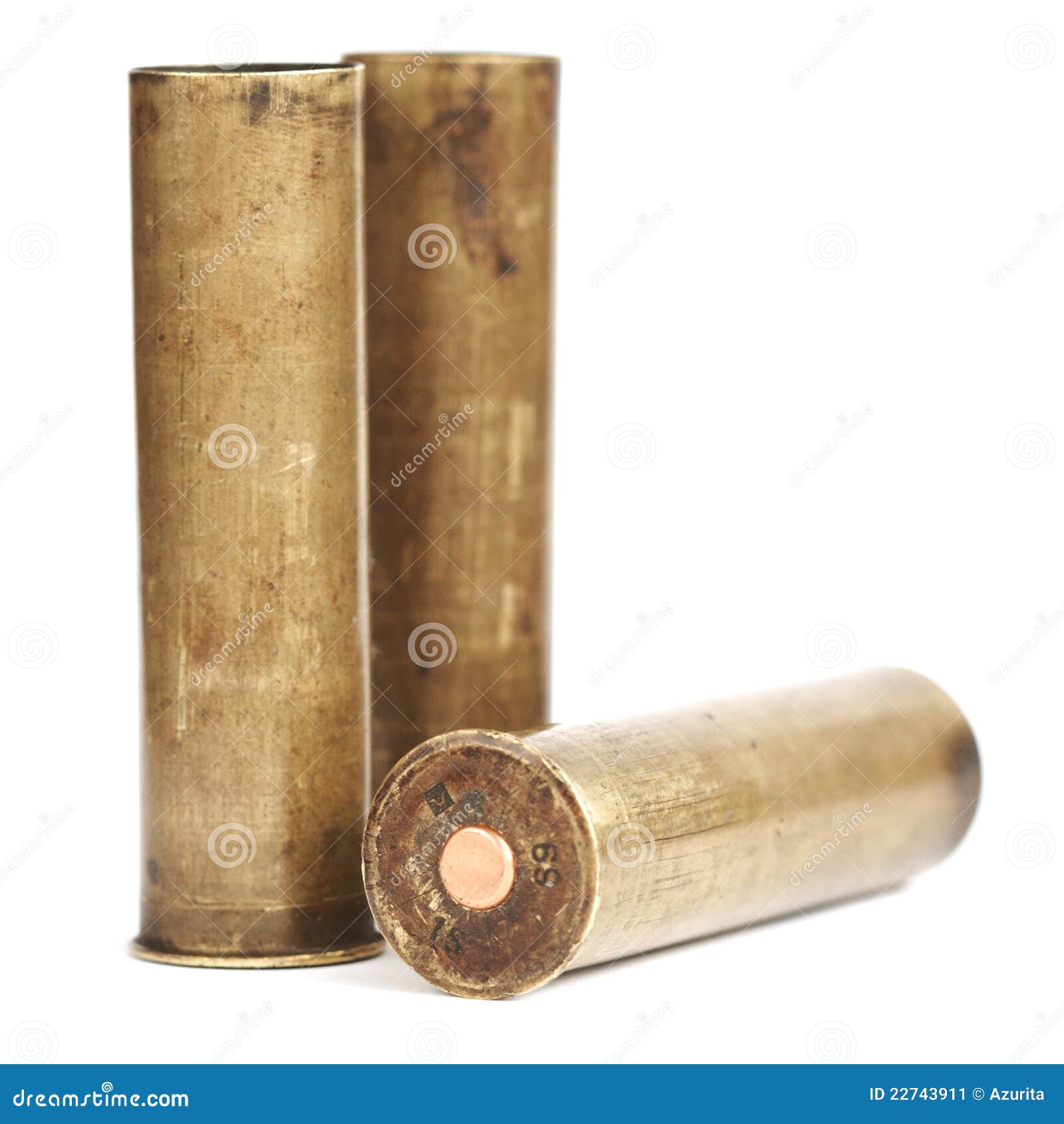 Vintage Brass Shotgun Shells Stock Image - Image of hunting, 70mm