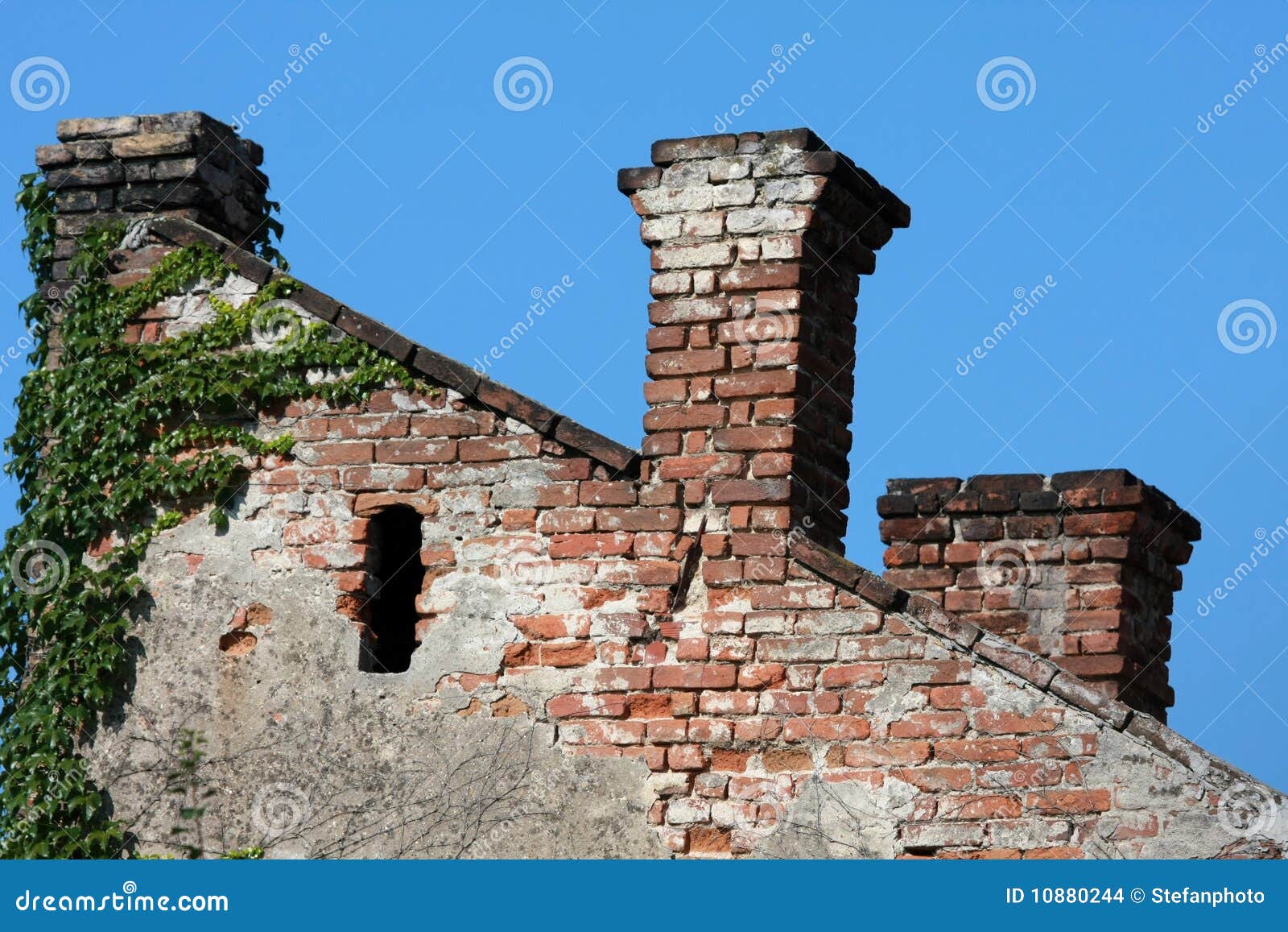 Vintage brick chimneys stock photo. Image of building 10880244
