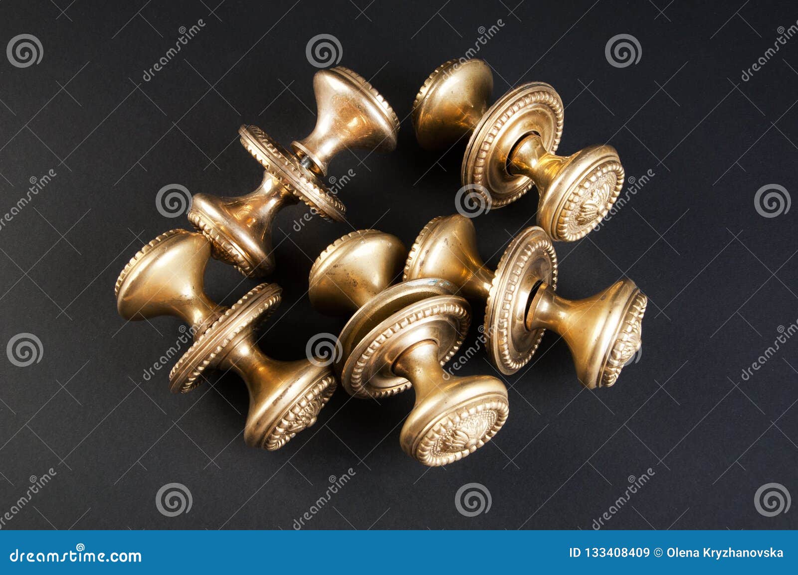 Vintage Bronze Door Handles Stock Image Image of knob, closeup 133408409