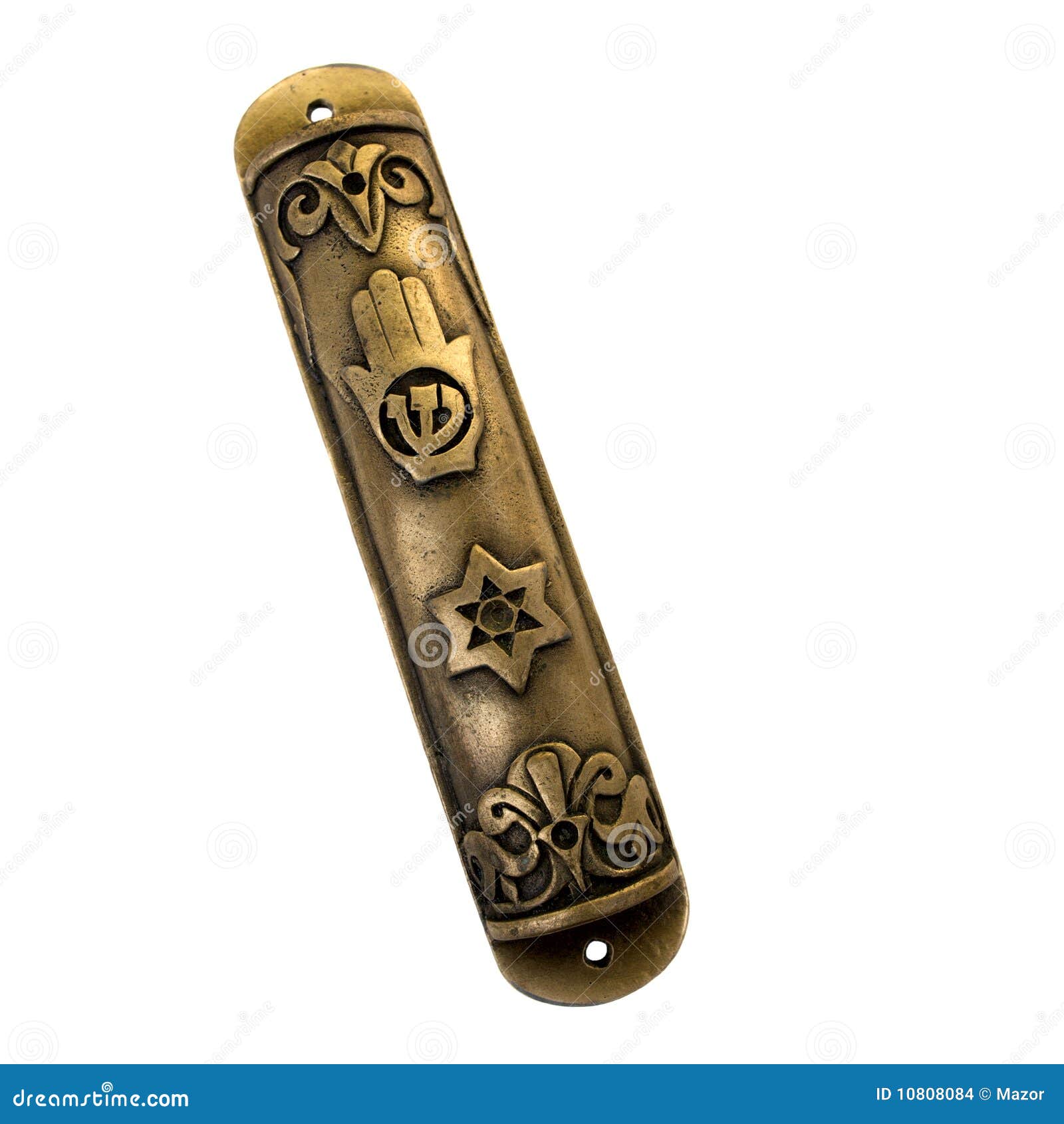 Vintage Bronze Mezuzah Case Isolated On White Stock Images Image