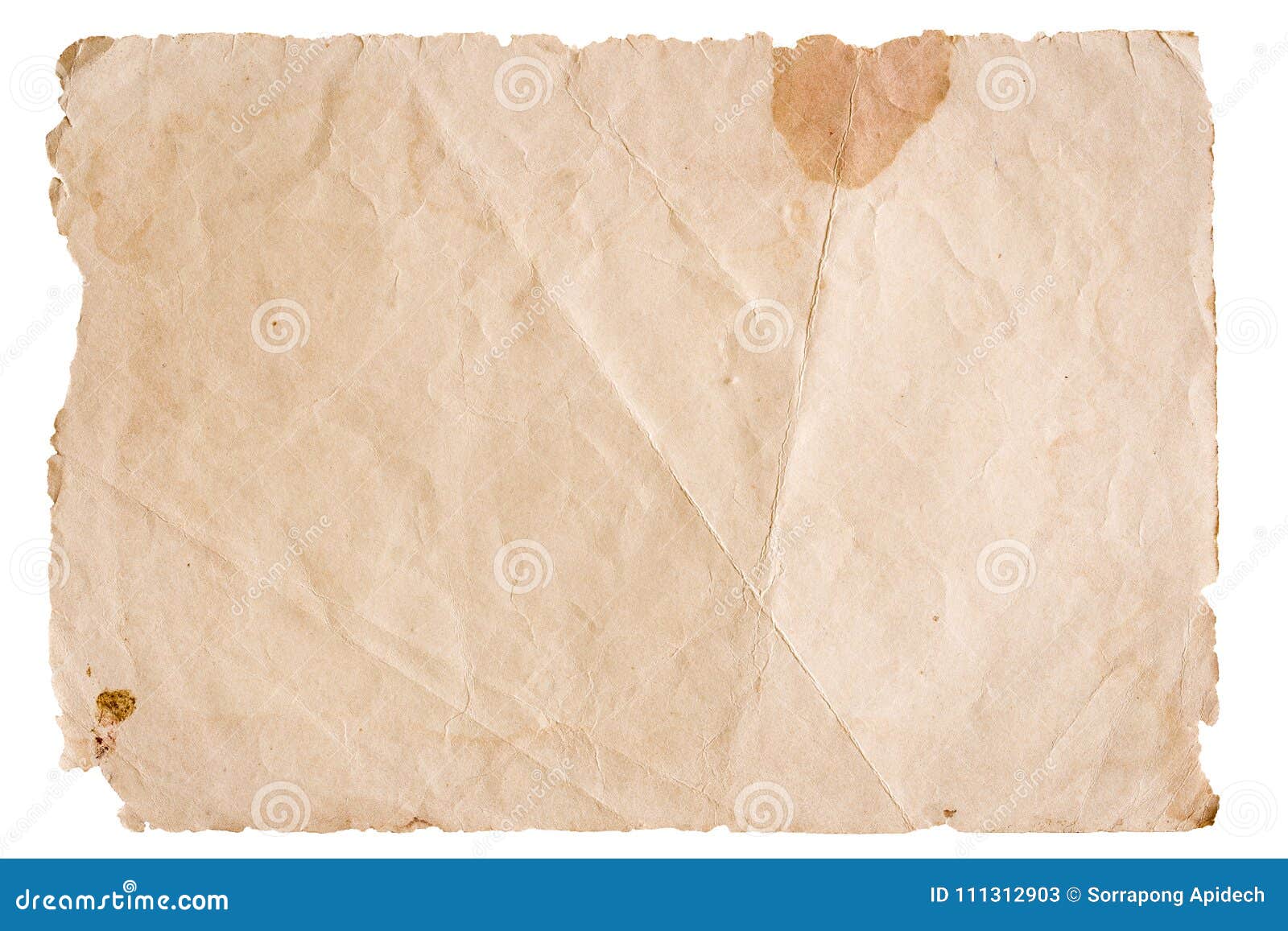 Vintage Brown Paper Isolated on White Background Stock Image - Image of ...