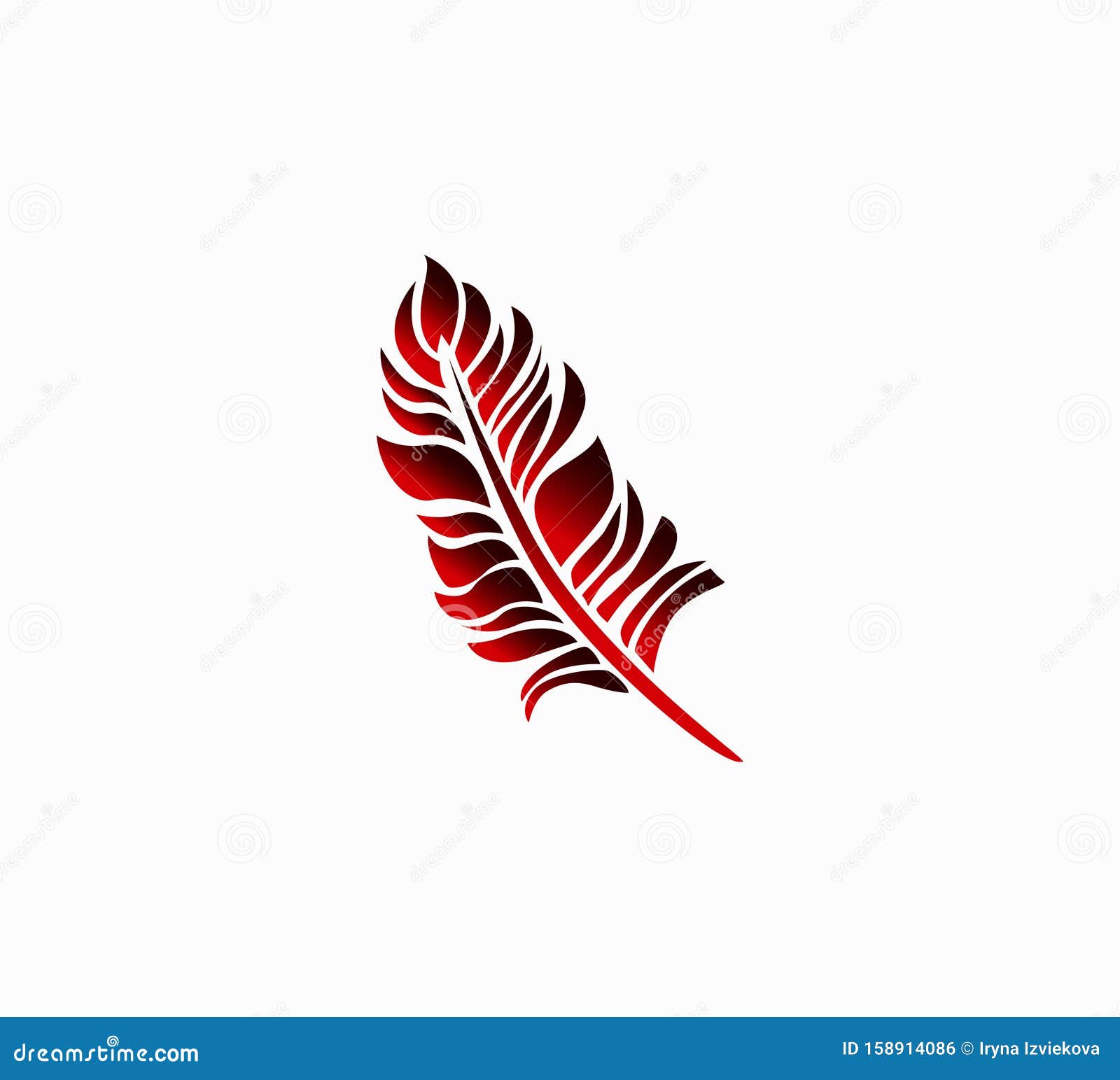 Vintage Burgundy Feather with Stylish Gradient Design. Stock Vector ...