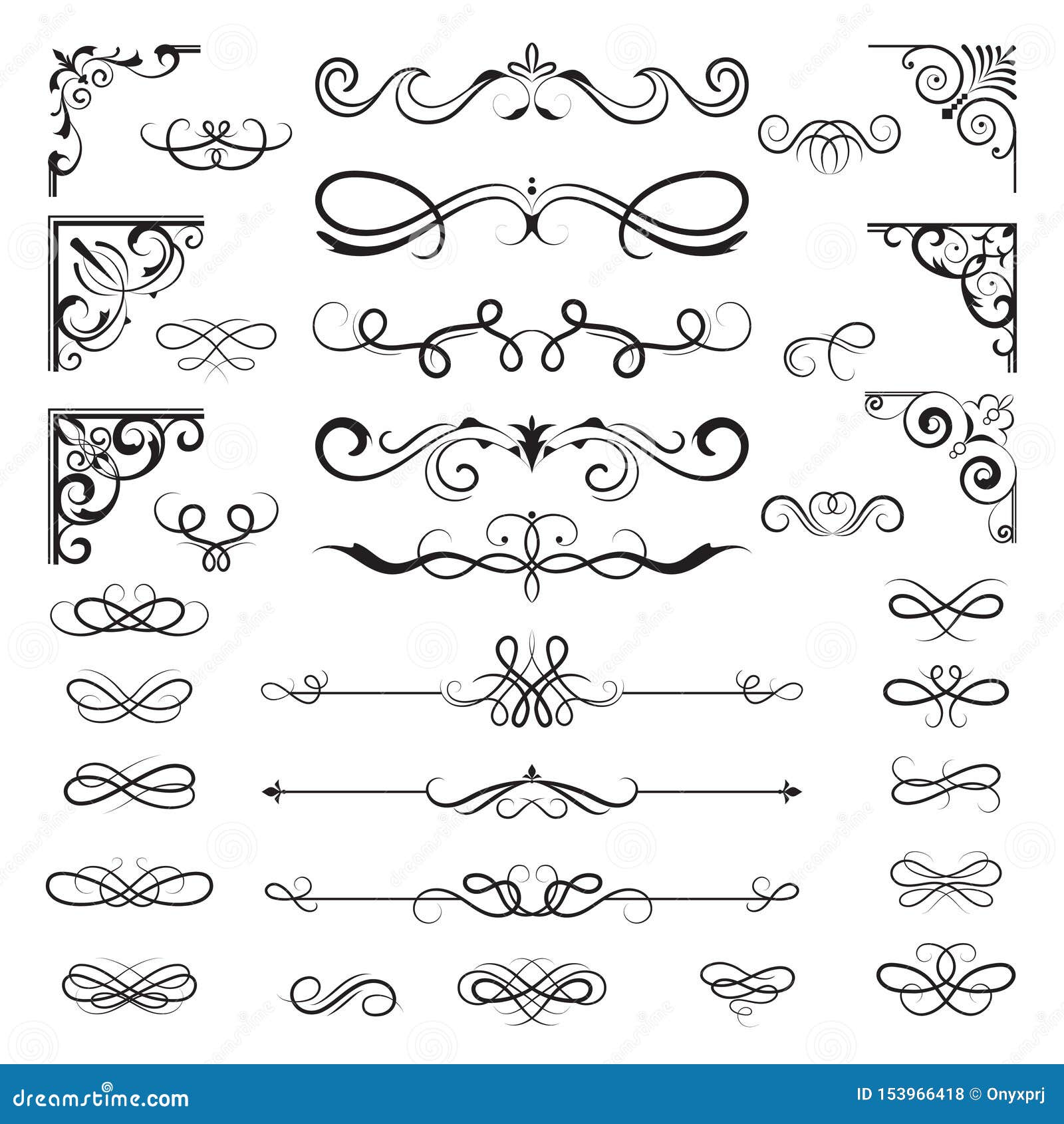vintage calligraphic borders. floral dividers and corners for decoration s ornate  s