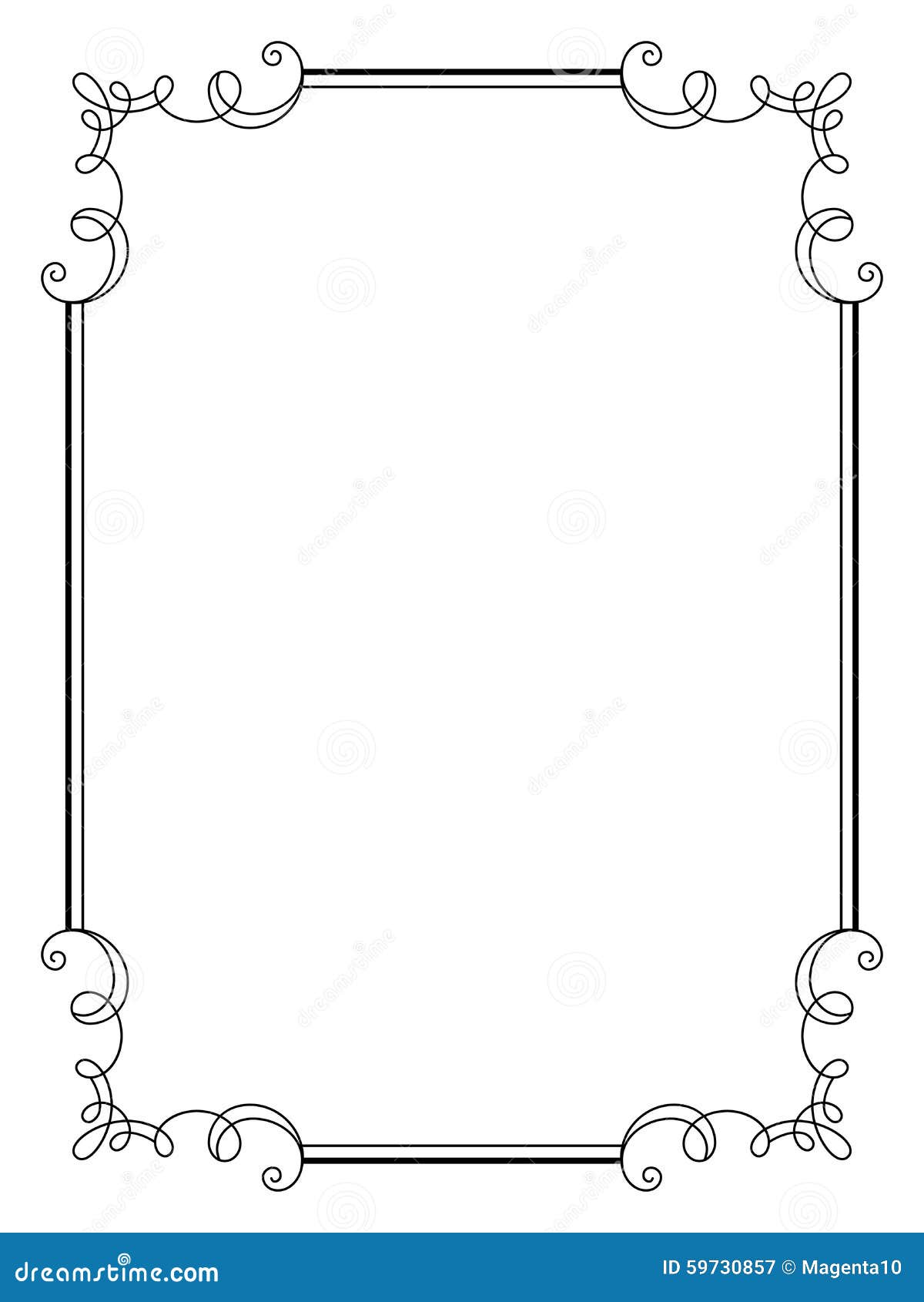 Download Vintage Calligraphic Rectangle Frame With Swirls Stock ...