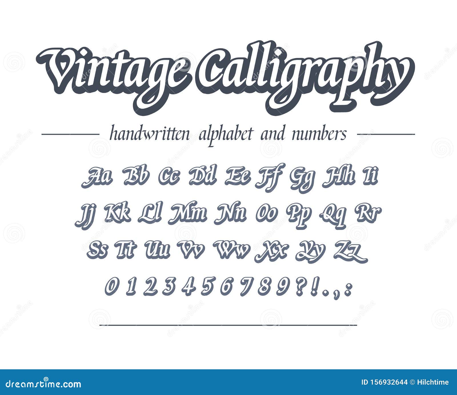 Calligraphy handwritten alphabet Royalty Free Vector Image