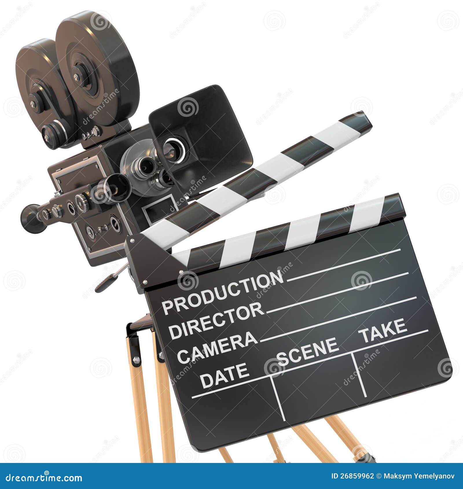Vintage Camera and Clapperboard. Stock Photo - Image of revival, reel:  26859962