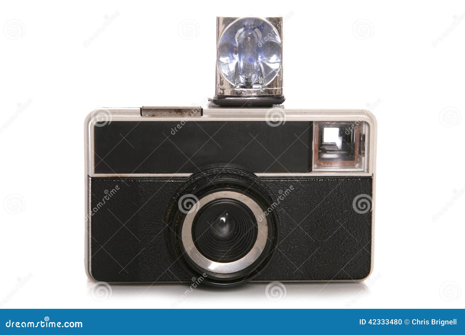 Vintage camera with flash stock photo. Image of studio 42333480