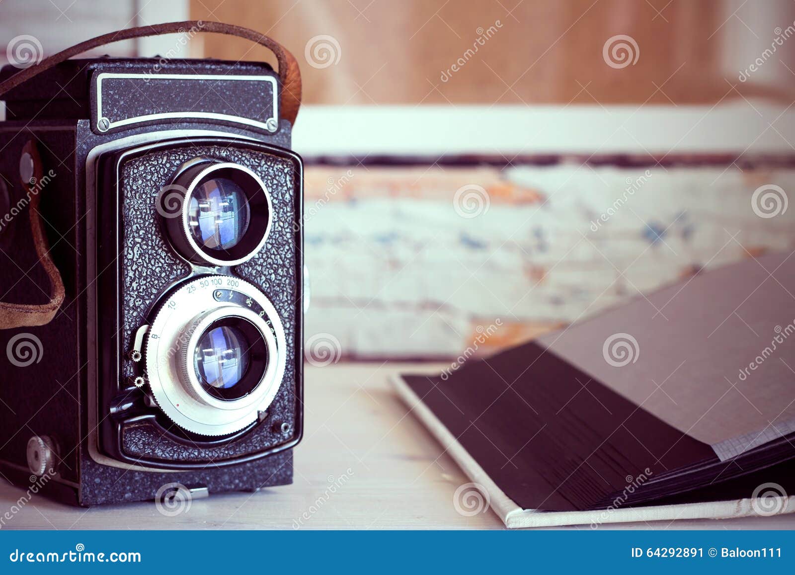 Vintage Camera and Photo Album. Stock Image Image of scrapbooking