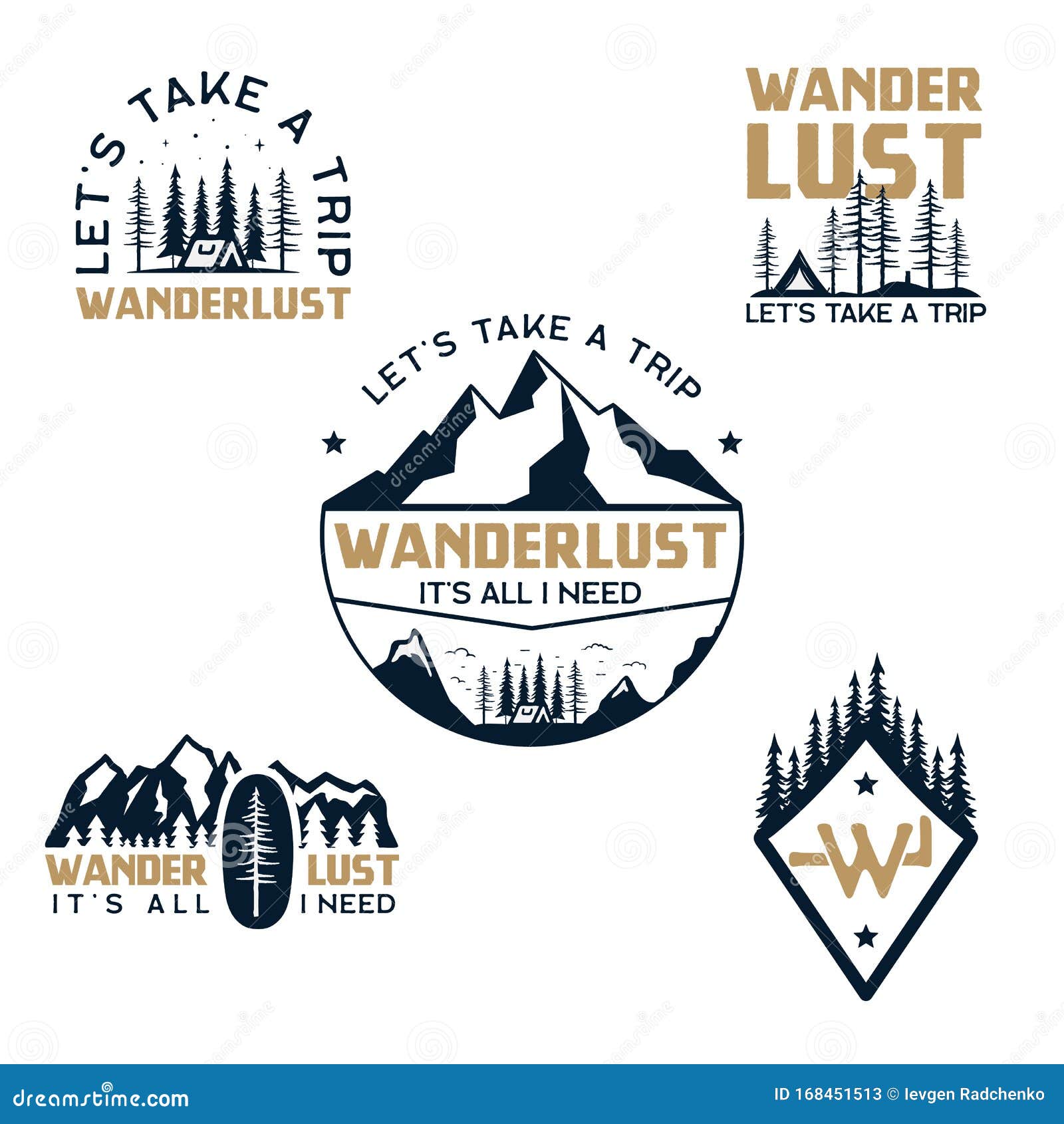 Set of vintage hand drawn travel badges. Camping labels concepts. Mountain  expedition logo designs. Travel badges, retro camp logotypes collection.  Stock vector patches isolated, Stock vector