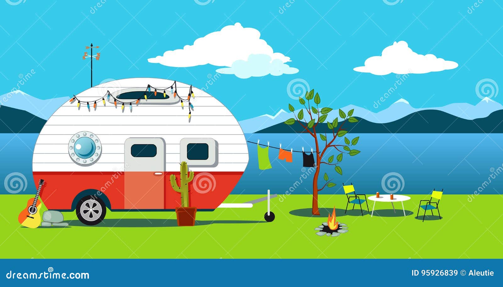 Camping In A Camper Clipart