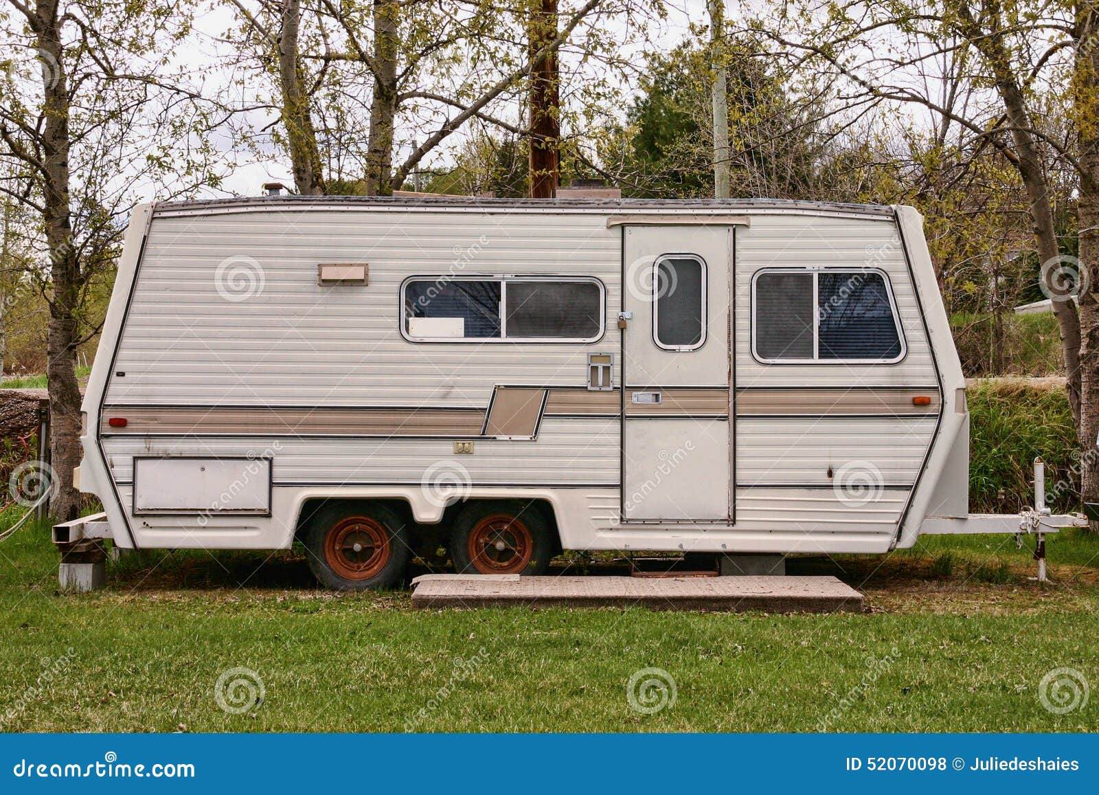 Vintage camping trailer stock photo. Image of retro, deck 52070098