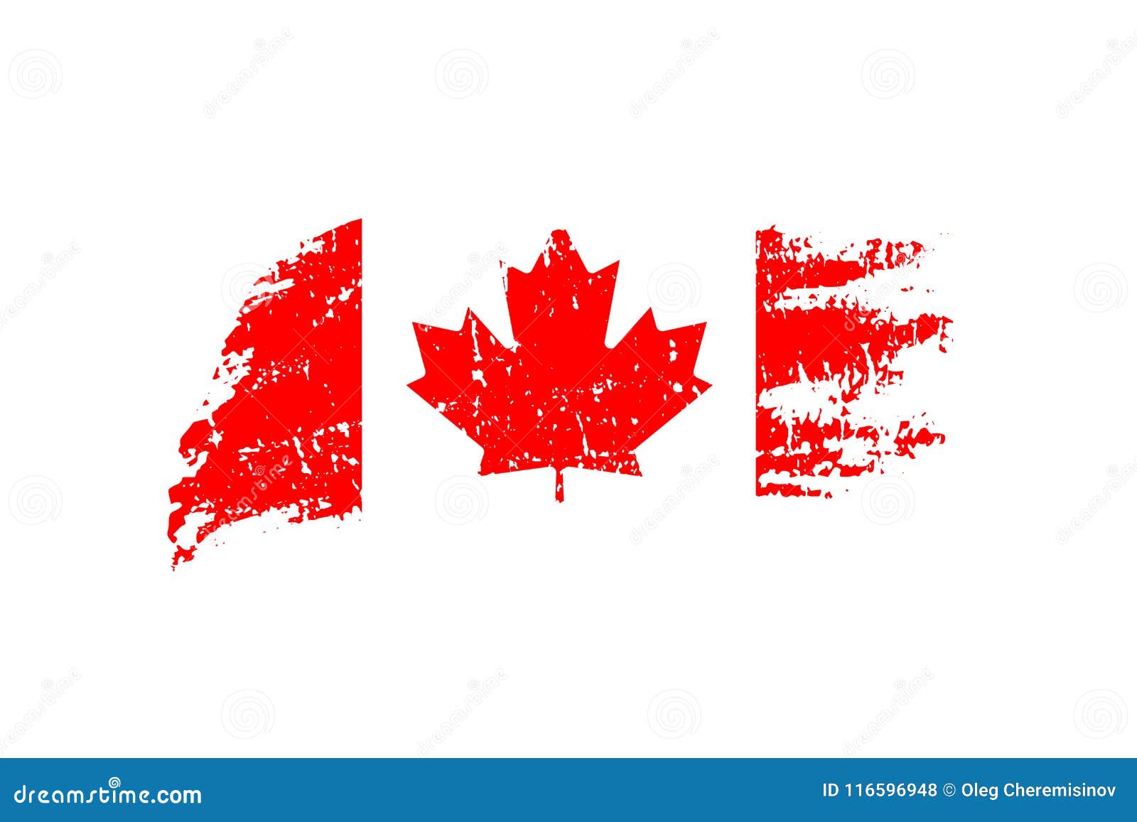 Vintage Canadian Flag Illustration. Vector Flag of Canada on Grunge