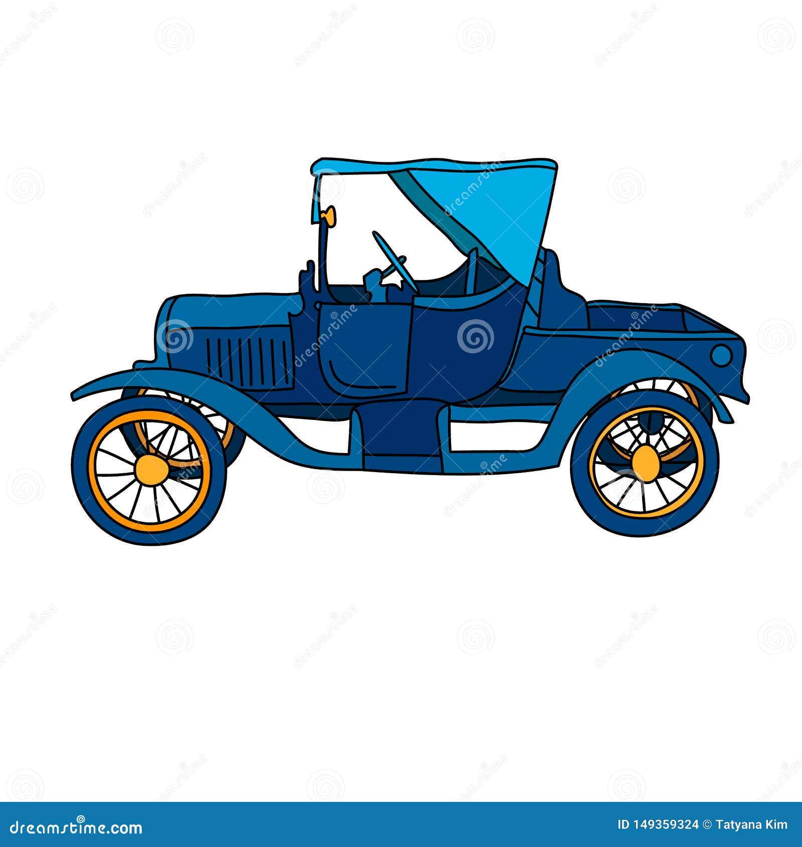 Vintage Car. Ink And Watercolor Drawing Stock Photo, Picture and Royalty  Free Image. Image 148159153.