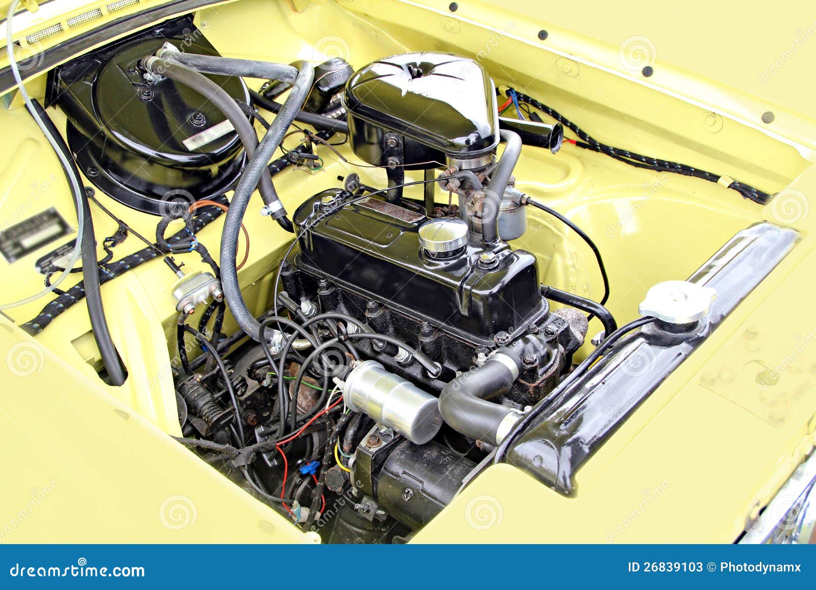 Vintage car engine stock image. Image of austin, hood 26839103