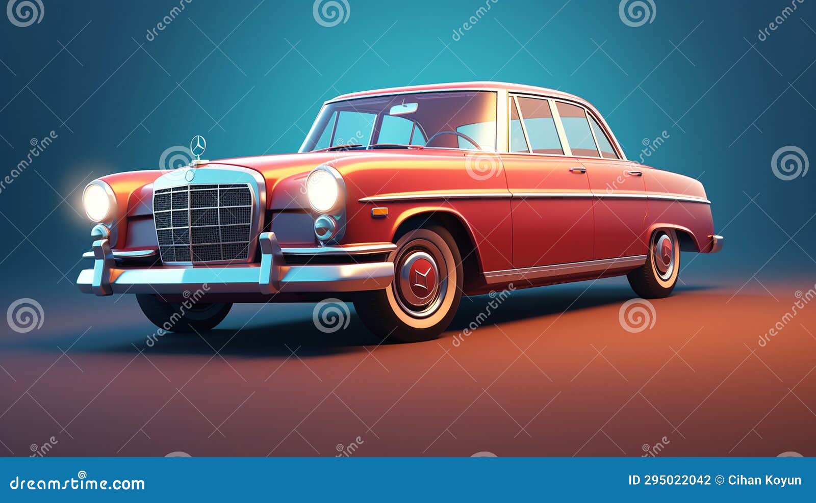 Vintage Car Parked in Front of a Grand Old Mansion Stock Illustration