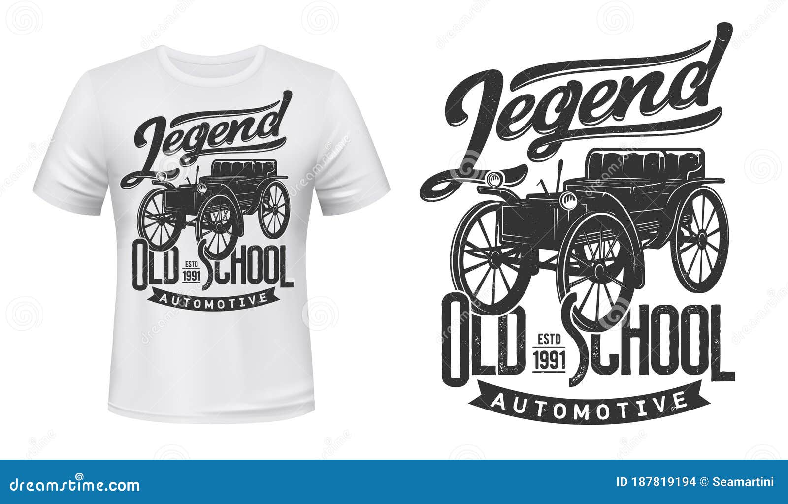 Download Vintage Car T-shirt Print Mockup, Retro Automobile Stock Vector - Illustration of rarity, school ...