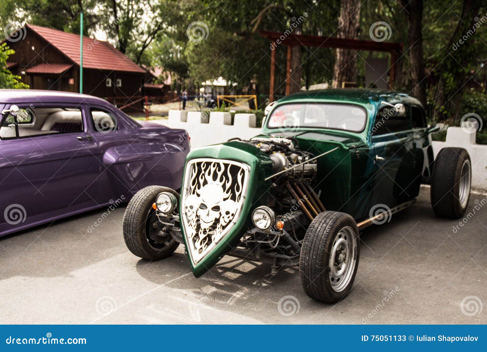 Vintage car editorial stock photo. Image of control, chrome - 75051133