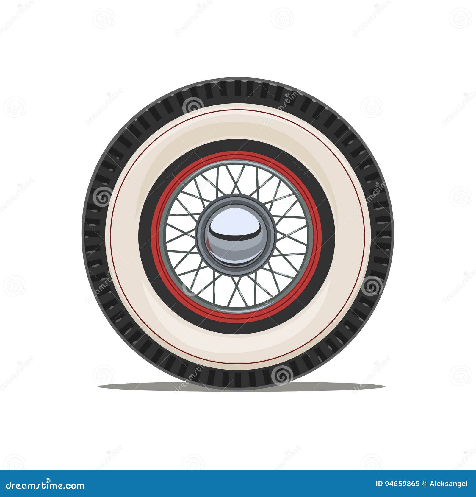 vintage car wheel with spoke  .