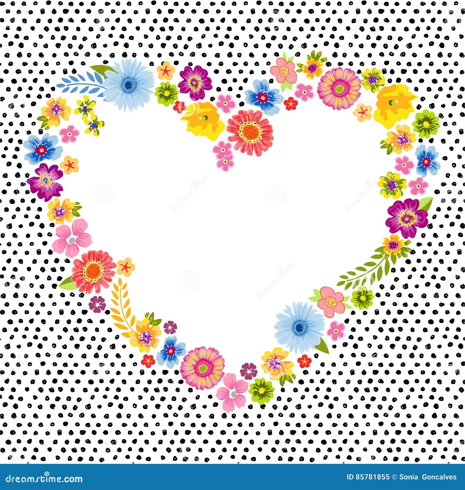 Vintage Card with a Heart Flower Frame Stock Vector - Illustration of ...