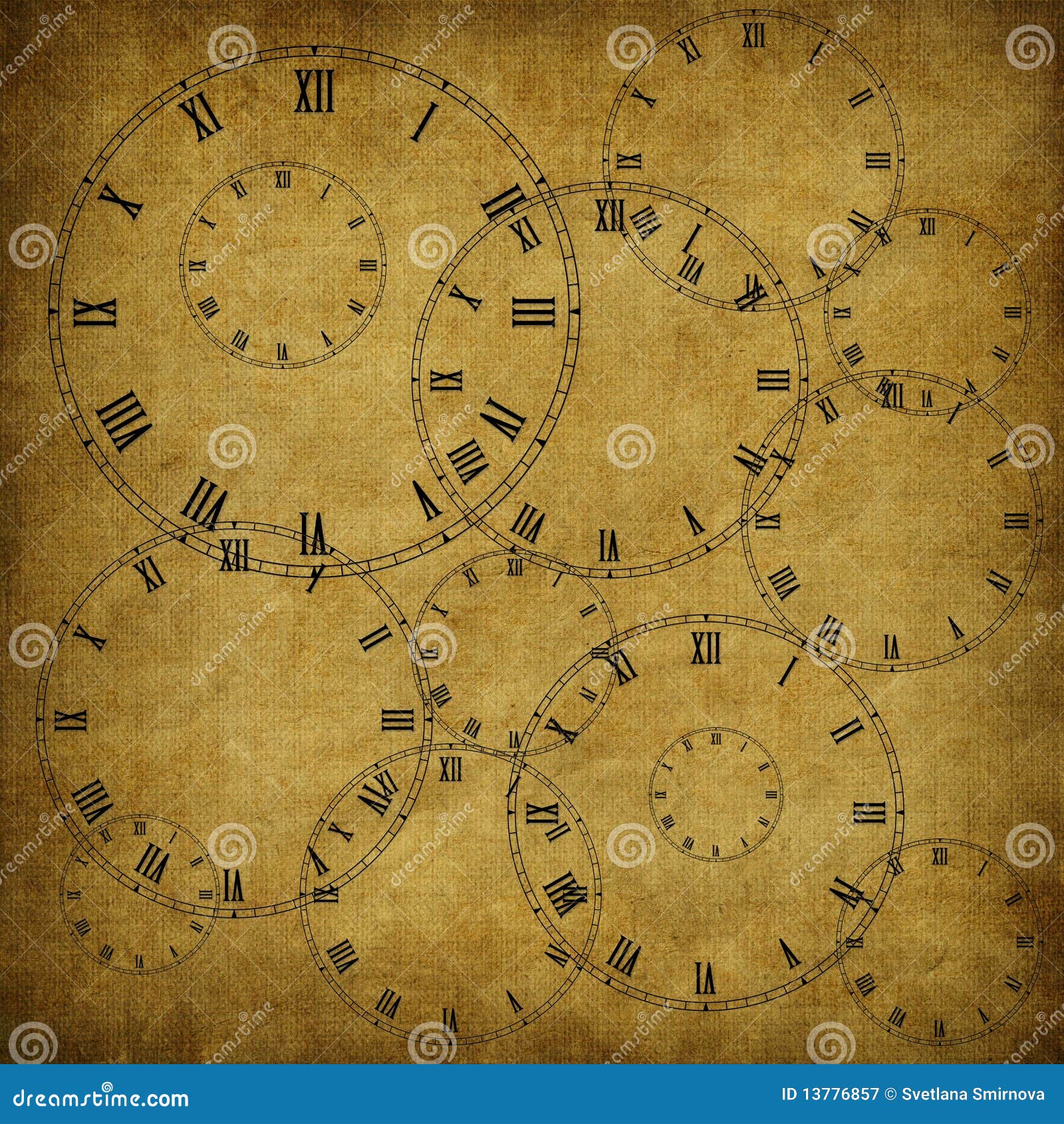 Vintage Card From Old Paper And Clock Royalty Free Stock Photography