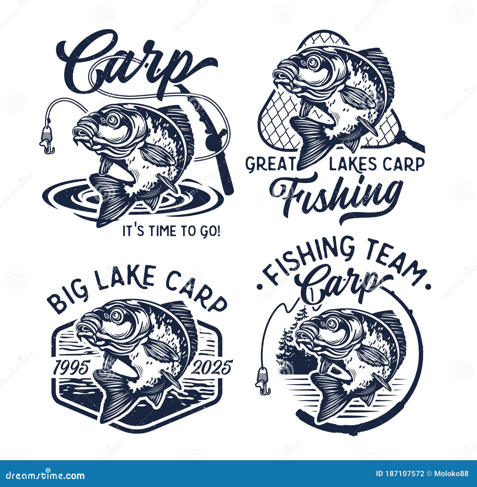Vintage Carp Fishing Logo Stock Illustrations – 473 Vintage Carp