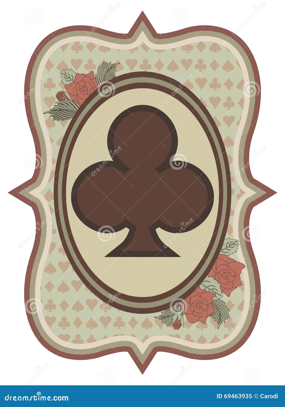 vintage casino poker trefoils card, 